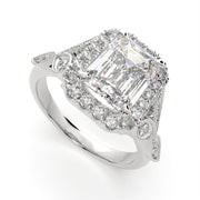 Ada Emerald Cut Halo Pave Engagement Ring Setting - Nivetta